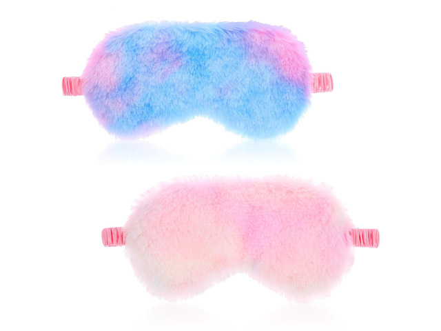 2pcs Toddler Sleep Mask, Kids Sleep Masks Girls, Comfortable Plush Blindfold Satin Back Rainbow Faux Fur Sleeping Masks for Kids Women Men Travel...