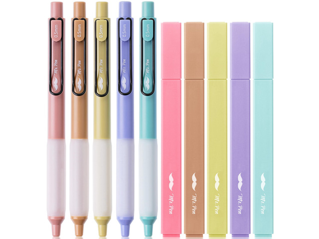 Aesthetic Highlighters and Gel Pens, 10 Pack Morandi Colors Bible Highlighters No Bleed, Morandi Ink Gel Pens, Fast Dry and No Smear for Bible...