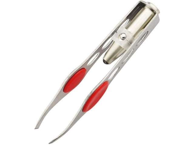 Tweezer With LED Light For Hair Removal Makeup Tool Eyebrow Eyelash Tweezers, Lash Trimmer, Round Trimmer, Brow Tools, Hair Tweezers, Ingrown For...