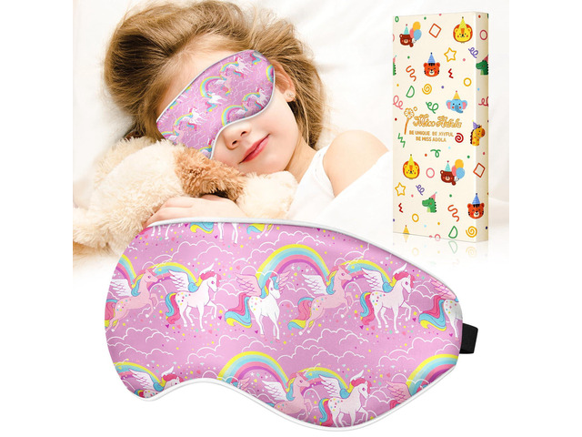 Kids Sleep Mask - Silk Eye Mask for Kids Cute Cartoon Cool Kawaii Soft Smooth Lightweight Boys Girls Teens Sleeping Mask with Adjustable Straps,...