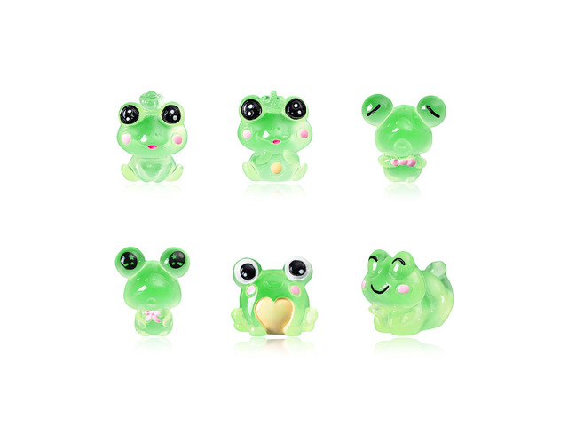 6PCS Luminous Frog Car Dashboard Decor, Fun Frog Figurines Set Rear View Mirror Ornament for Vehicle, Adorable Mini Resin Frogs Mirror Decoration...
