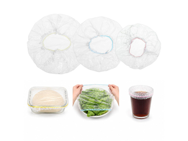 100 Pcs Plastic Bowl Covers, Elastic Bowl Covers for Bread Proofing Plastic Wraps for Food Reusable Shower Cap for Food Freshness Sourdough Baking...