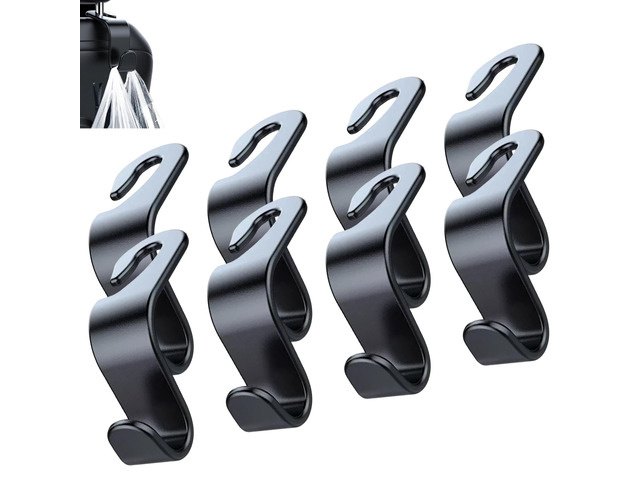 Car Seat Headrest Hook, 2 Pack- (Black) For Organizer Universal for Handbag/Purse/Gym Bag/Hat/Groceries Car Accessories, Car Back Seat Headrest Hook