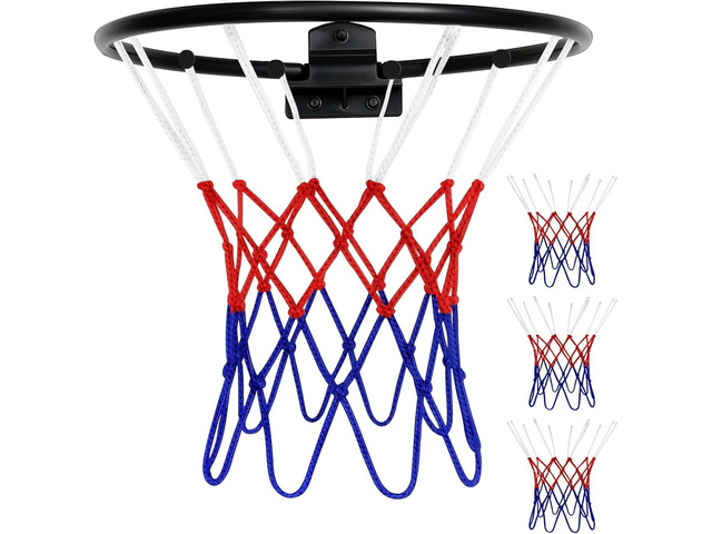 3 Pack Mini Basketball Net Replacement for 8 Loops - Small Indoor Outdoor Basketball Net Fit 8'-10.25' Hoops, Color Basketballs Hoop Nets,...