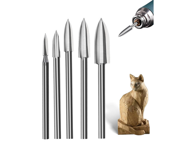 5PCS HSS Wood Drill Bit Set 3-Edge Spiral 1/8' Rotary Tool Bits Industrial Grade & Chip Removal,3-8mm Wood Plywood Bit,Dremel DIY Industrial...