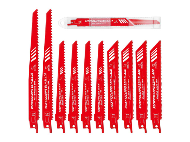 10PCS Reciprocating Saw Blade Set, 6' & 8' Saw Blades with Storage Box Carbon Steel, Saw Blades Use for Cutting Wood, Thin Metal, Drywall,...