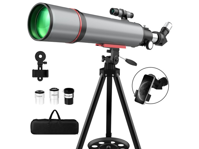 90600 Telescope for Adults Beginners High Powered, Astronomy,Portable, Professional Refractor, with Adjustable Tripod, Phone Adapter, Carry Bag