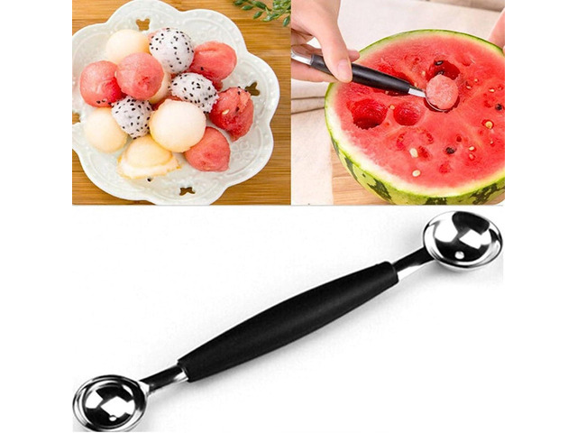 2 in 1 Stainless Steel Melon Ballers Melon Scoop,Double-Sided Fruit Melon Baller Spoon, Suitable Watermelon Cantaloupe Ice Cream Comfortable...