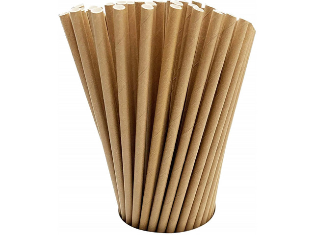 100 Pack Kraft Paper Straws Biodegradable co-Friendly Drinking Bulk for Party Supplies, Bridal/Baby Shower, Birthday, Mixed Drinks, Weddings,...