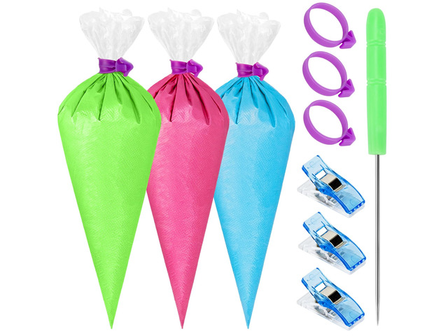 Piping Bags Set, Pastry Bags, Frosting Bags, Cake Decorating Bags 100Pcs Pastry Bags, 12 Inch Bags Piping Bags Disposable with 3 Bag Ties, 3...