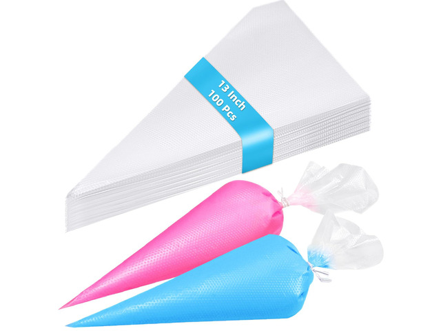 Disposable Piping Bags, 13 Inch Pastry Bags, 100 Count Anti Burst Icing Bags for Frosting, Cake Decorating, Baking and Cookies