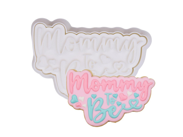 Mothers Day Cookie Cutters with Plunger Stamps Handle Detailed 3.5' Mommy to Be PLA Cutters for Baking with Grandma, Easy Press Tool for Picture...