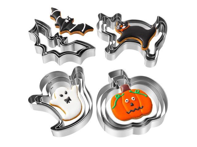 Halloween Cookie Cutters Set - 12 Pieces Stainless Steel Halloween Cookie Cutters Shape,Pumpkin, Ghost, Bat and Cat Cookie Cutter Shapes for...