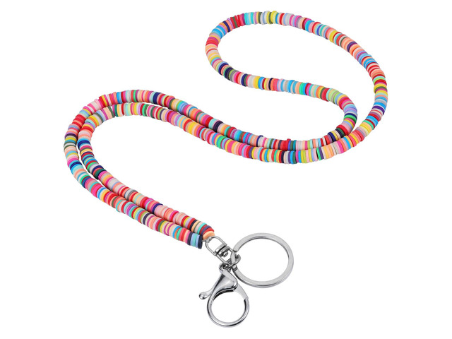 Ornaland Beaded Teacher Lanyard for id Badges Keys, Colorful Clay Beads Boho Lanyards for Nurse Student Office Leisure or As a Gift