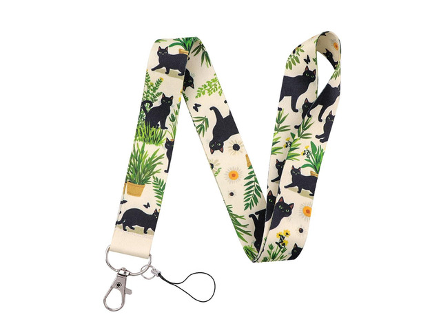 UQWYOID Black Cat Plant Cute Neck Lanyards for ID Badges, Cool Lanyard for Keys, ID Holder, Wallet, Keychain Lanyard for Women, Men, Teacher, Daily...