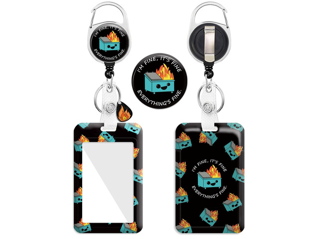 Badge Holder Retractable Badge Reel with Pendant and Keychain Fire Card Name Tag Vertical ID Protector for Nurse Teacher Student Office Worker
