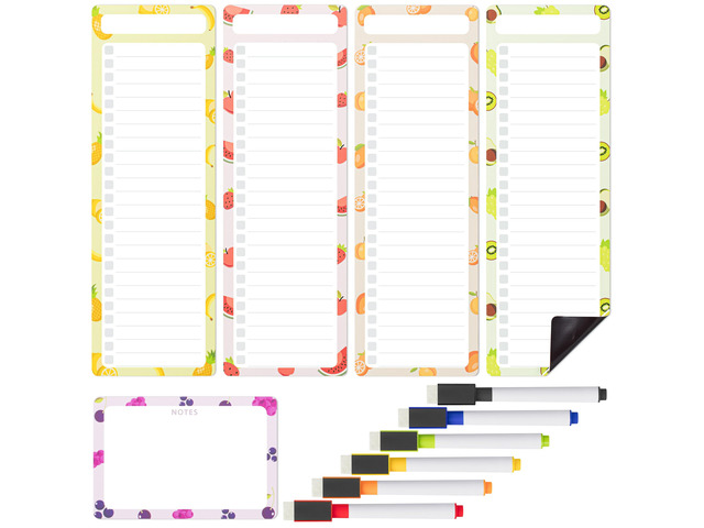 4' x 12' Magnetic Dry Erase to Do List Set, 11 Pack, Fruit Style 4X Dry Erase to Do List White Board, 6X Colorful Whiteboard Markers and 6' x 4'...