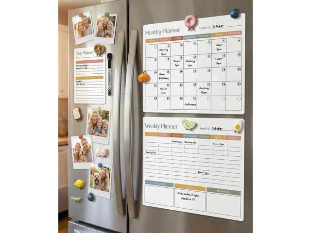 Magnetic Dry Erase Calendar Set of 3 - Whiteboard with Marker Easy to Erase Magnet Calendars for Your Fridge - The Perfect Weekly and Monthly...