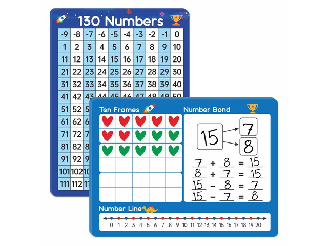Dinggaogao10 Packs Number Line Whiteboards Cards, 9 x 12Double Sided Dry Erase Board Writable and Erasable 130 Numbers Chart White Board for...