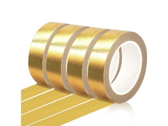 Phinus 4 Rolls Gold Tape, Gold Washi Tape for Journaling, 132FT Gold Foil Tape for Wall Decor Scrapbook DIY Crafts Gift Wrapping Planners (0.59in x...