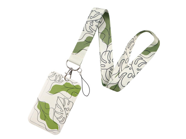 BKBKAAK Leaf Lanyards for ID Card Badge Holder, Vertical Plastic Name Tag Badge Holder & Soft Silky Neck Lanyard, Fashionable Keychains Lanyard for...