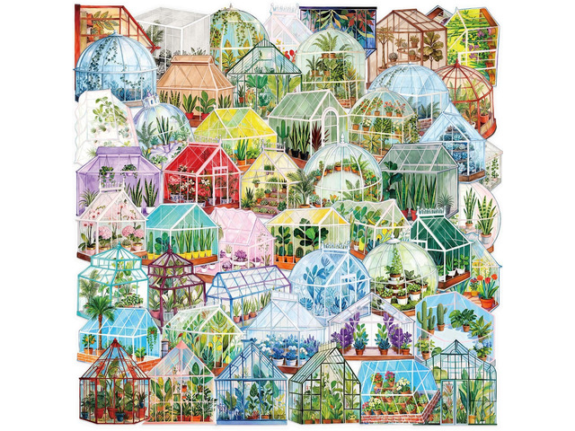 50PCS Transparent Greenhouse Plants Stickers Nature Botanical Floral Aesthetic PET Sticker Waterproof Decorative Decal for Scrapbook DIY Crafts...