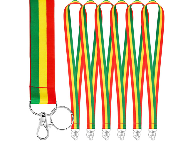 Feifeiya 6 Pcs Juneteenth Lanyard Keychains Gifts Freedom Day Patriotic Party Favors 1865 June for African American Office(Red,Yellow,Green)