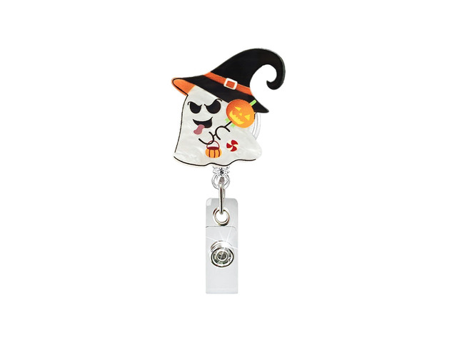 Halloween Funny Ghost Badge Reel,Cute Shape Acrylic Badge for Id Card Badge,Telescoping Retractable Badge Holder Alligator Clip Accessories for...
