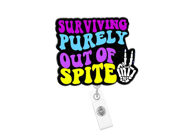 Arakulago Badge Reel Retractable Funny Nurse Nursing Badge Holder with ID Clip Accessories Surviving Purely Out of Spite RN CNA Medical Assistant...