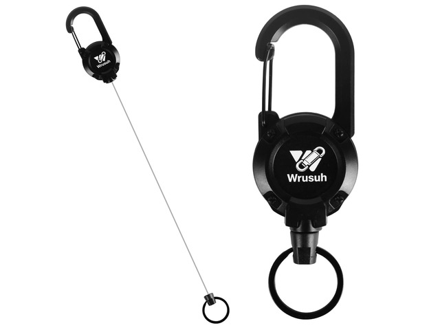 Wrusuh Heavy Duty Retractable Keychain, Multitool Carabiner Badge Holder-Sturdy & Durable Design for Keys, ID Badges & Small Tools, Clip-On...