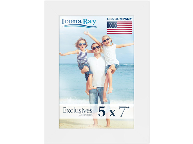 5x7 Picture Frame, White, Exclusives, Sturdy Wood Composite Photo Frame This Icona Bay frame is professional, sleek, lightweight, sturdy, and...