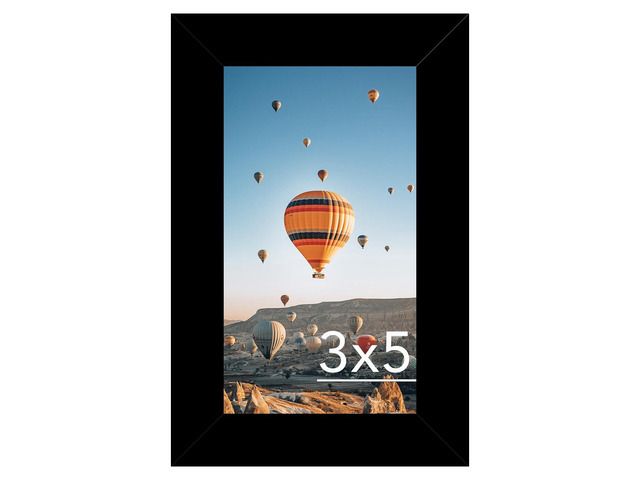 JCJMY 3x5 Picture Frame Black for Tabletop, 3 x 5 Photo Frame with Shatter Resistant Plexiglass, Sturdy 3 by 5 Poster Frame, Black