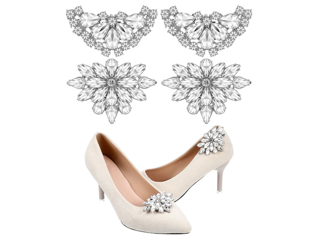 Molain 4Pcs Rhinestone Shoe Clips, Detachable Crystal Shoe Buckle Jewelry for Women Dress Shoes Shoes Jewelry Decoration Elegant Shoe Accessories...