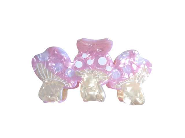Funny Mushroom Hair Clips,PVC Hair Clips,Big Claw Clips for Girl,Hair Accessories,Pink
