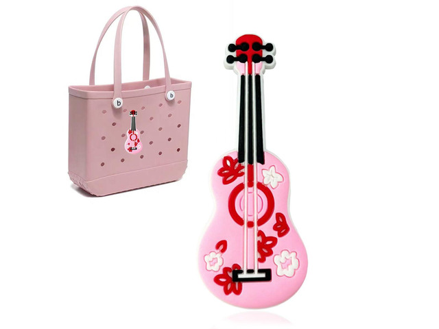 A & H Zier Bag Accessories Silicone Charm for Bogg Bag Fade-Resistant 0.5cm Thick Compatible With Most Bogg Bag (Guitar)