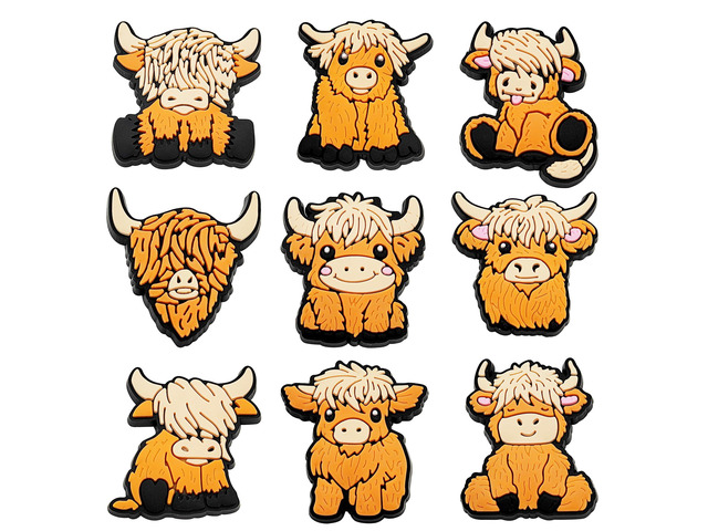 Cow Shoe Decoration - 9 Pcs Pack Cute and Fun Cow Croc Charms for Party Favors and Gifts