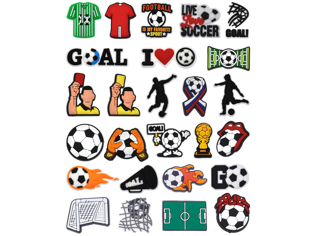 vshougou 26pcs Sport Soccer Different Charms,Cute DIY Decoration Charms Gift for Adult Boy Girl and Men Women