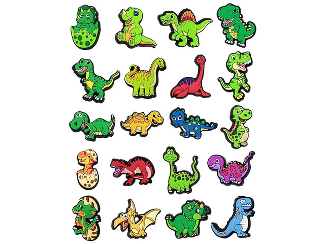 BOWNDY Dinosaur Charms for Clog & Sandals Shoe Decoration, Dinosaur Charm Gift for Boys Girls Kids Teens Men and Women Adults