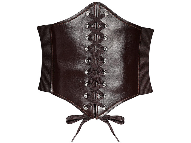 YooAi Leather Corset Belt for Women Lace-up Elastic Waist Belt Retro Wide Cinch Belt Waistband for Women Dresses Coffee 115cm