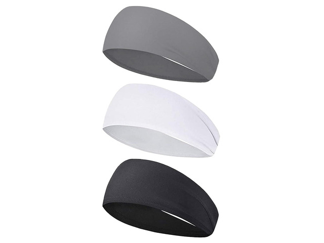 3Pack Sports Headbands for Men Women, Moisture Wicking Workout Headband, Sweat Headbands for Running, Cycling, Skiing, Gym, Tennis, Golf, Camping