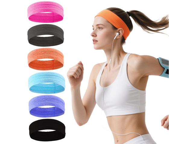 Avxdbr 6 Pack Workout Headbands Sport Headband Sweat Headbands for Women Men Women Multicolor Non Slip Stretchy Sweatbands for Sports Athletic...