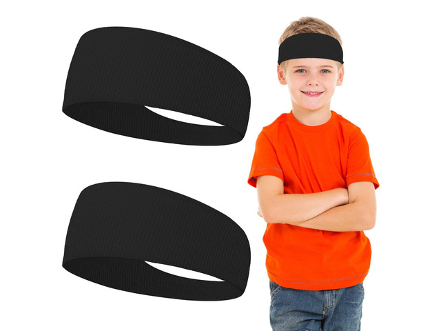WLLHYF 2 Pcs Sports Headbands, Athletic Sweatbands Sweat Absorbing Elastic Breathable Wicking Hairband for Youth Boy Girl, 14.5 inch, Football...