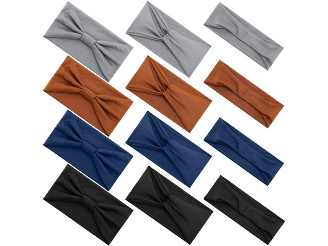 JATEBI 12 Pcs Stretchy Headbands for Women Fashionable Sports Hairbands Anti-Slip Sweat Headband Soft Twist Knotted Headband for Workout Running...