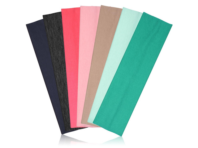 DiyJibb Headbands for Women, Stretchy Non Slip Soft Cotton Cloth Hair Bands for Sports, Workout, Yoga and Running, 7pcs