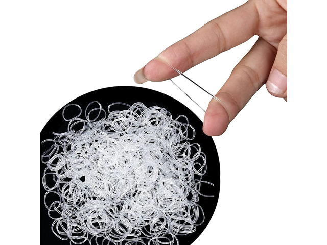 Cosy Companions 100x Clear Hair Elastics, Clear Rubber Bands For Hair Ties For Thin Hair, Mini, Plastic