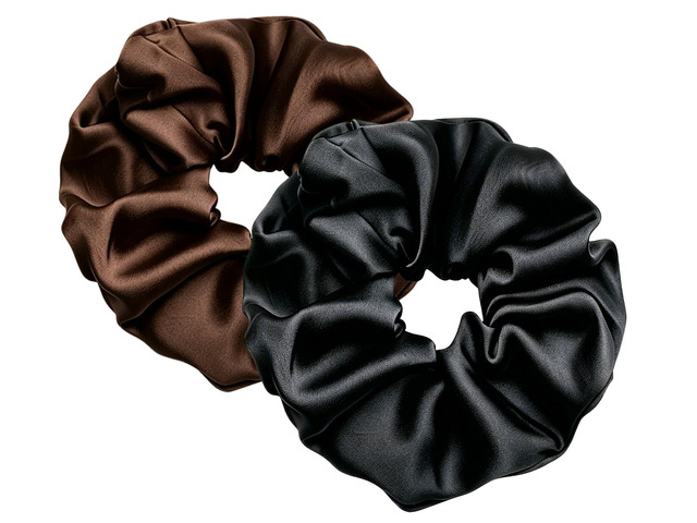 Black and Coffee Jumbo Satin Silk Scrunchies for Women Thick Elastic Ponytail Holder Hair Ties Oversize Scrunchies for Thick Hair Ornament