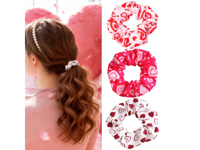 Kxepoc 3PCS Valentine's Day Hair Tie for Women Hair Decor 3.93 Inch Heart Lips Small Hair Ties Non Slip Elastics Ponytail Holder Hair Bands...