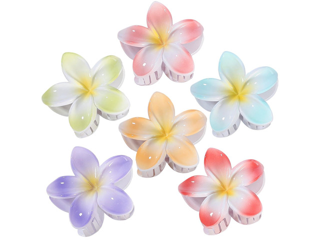 CHANDAT Flower Hair Clips 6 PCS Hair Accessories for Women - Light Petal Hawaiian Claw Clips for Vacation Hibiscus Hair Claw Clips for Girls Cute...