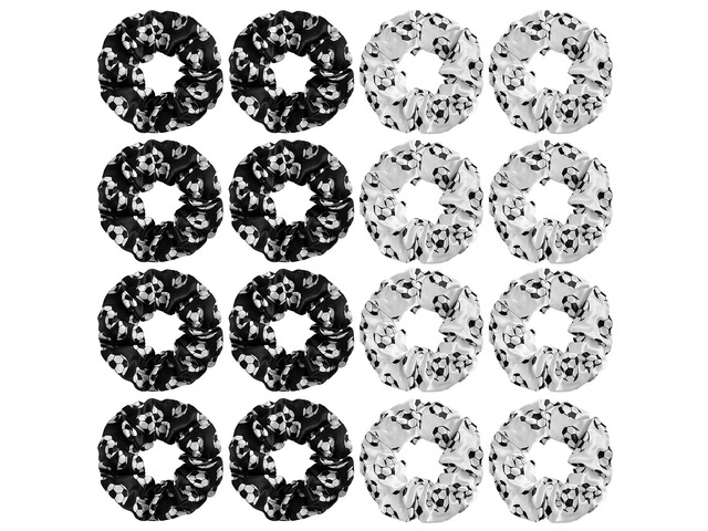 AXEN 16PCS Soccer Hair Scrunchies, Sport Elastics Hair Ties Silk Scrunchies for Cheerleading Sports Fans