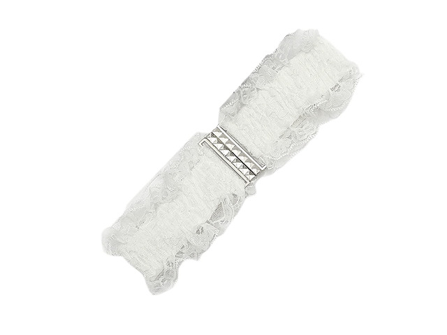 Chaungfu Women Elastic Wide Belt Lace Stretchy Wide Waist Dress Belt Fashion Cinch Stretch Waistband Retro Trendy Ladies Belt White Wrap Waist...